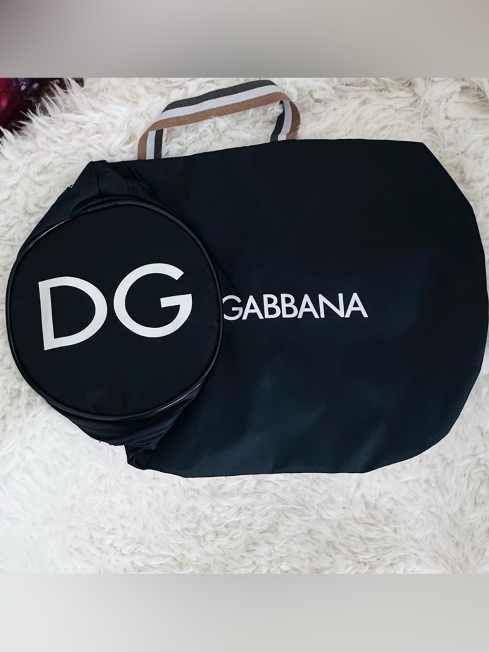 Dolce & Gabbana Black Shoe Bag with White Logo